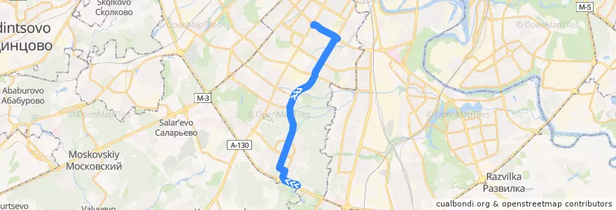 Mapa del recorrido Троллейбус № 85: проезд Карамзина - метро "Профсоюзная" de la línea  en Юго-Западный административный округ.