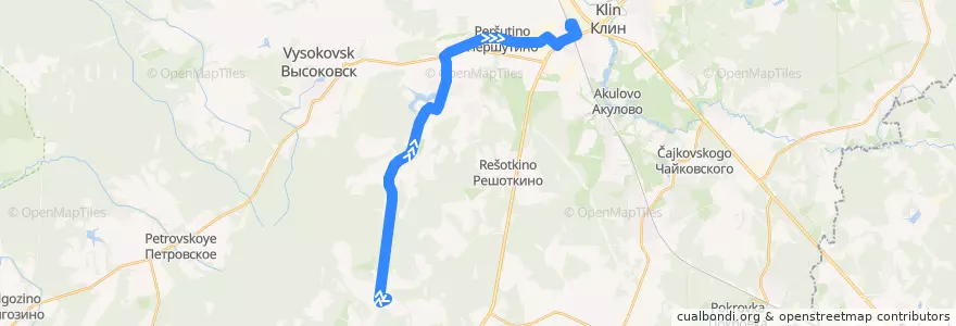Mapa del recorrido Бакланово – Селинское – Клин de la línea  en городской округ Клин.
