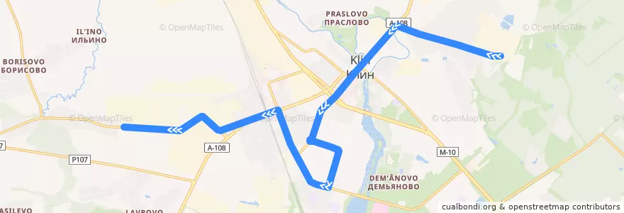 Mapa del recorrido Автобус №3: с/т Дружба - а/к 1792 de la línea  en городской округ Клин.