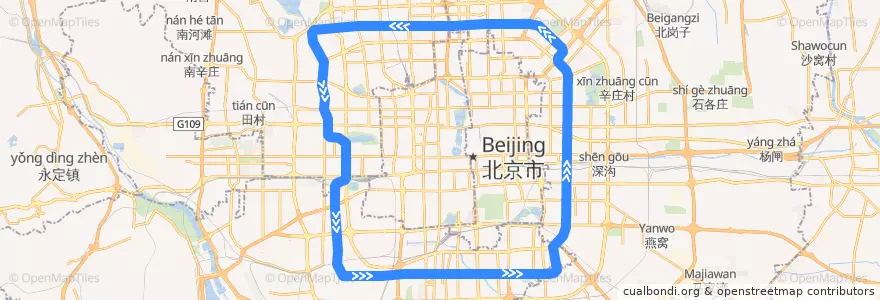 Mapa del recorrido Subway 10: 西局 => 西局 de la línea  en 베이징시.