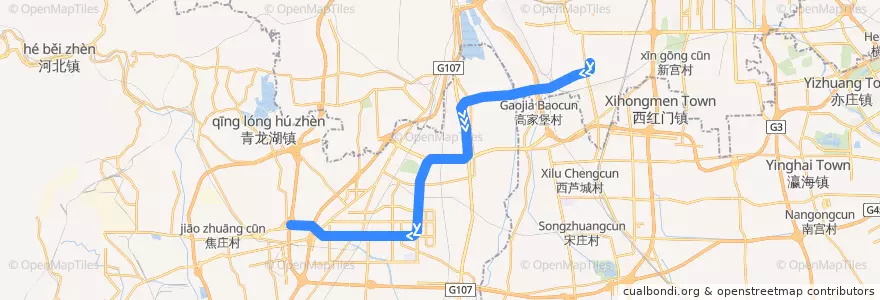 Mapa del recorrido Subway FS: 郭公庄 => 阎村东 de la línea  en Pequim.