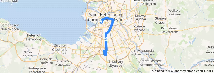 Mapa del recorrido Автобус № 3: Театральная площадь => улица Костюшко de la línea  en Санкт-Петербург.