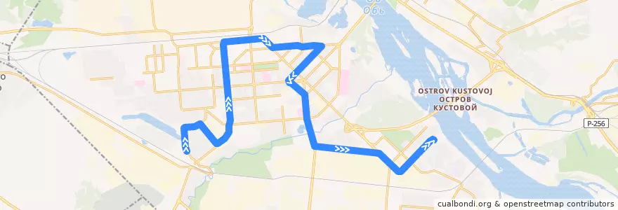 Mapa del recorrido трамвай 15: Юго-Западный жилмассив => Бугринская роща de la línea  en городской округ Новосибирск.