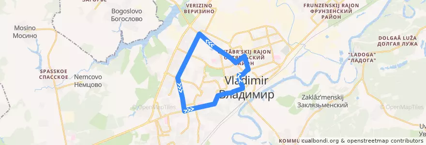 Mapa del recorrido Троллейбус №8: Кольцевой (внешнее кольцо) de la línea  en городской округ Владимир.