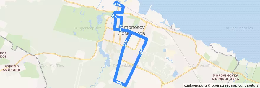 Mapa del recorrido Автобус № 3л: Ломоносов, вокзал - Ломоносов, вокзал de la línea  en Ломоносов.