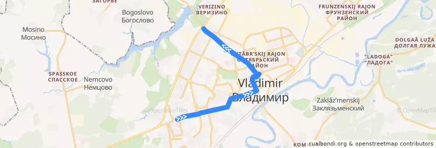 Mapa del recorrido Троллейбус №2: проспект Ленина -> река Содышка de la línea  en городской округ Владимир.