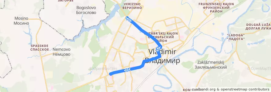 Mapa del recorrido Троллейбус №2: река Содышка -> проспект Ленина de la línea  en городской округ Владимир.