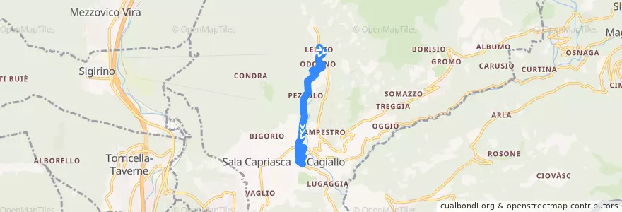 Mapa del recorrido Bus 450: Tesserete-Lelgio de la línea  en Capriasca.
