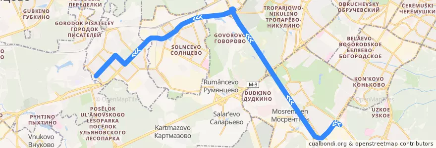 Mapa del recorrido Автобус 767: метро "Тёплый Стан" - улица Федосьино de la línea  en モスクワ.