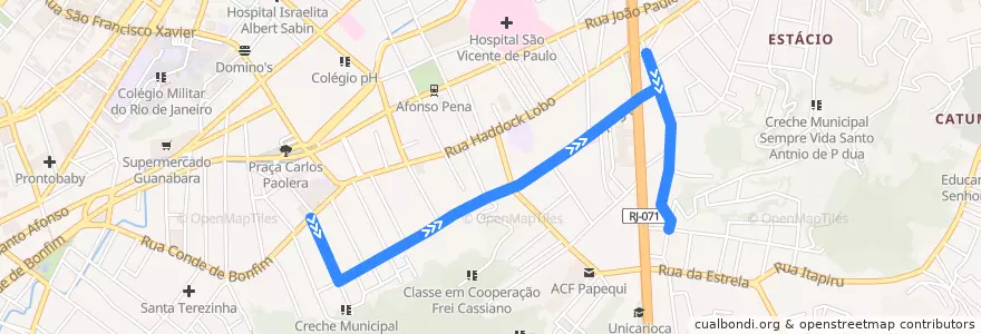 Mapa del recorrido Ônibus 410 - Gávea → Saens Peña de la línea  en リオデジャネイロ.