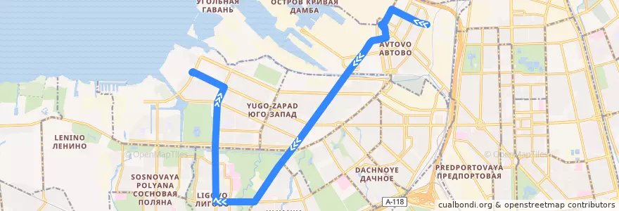 Mapa del recorrido Троллейбус № 48: улица Васи Алексеева => проспект Героев de la línea  en Санкт-Петербург.