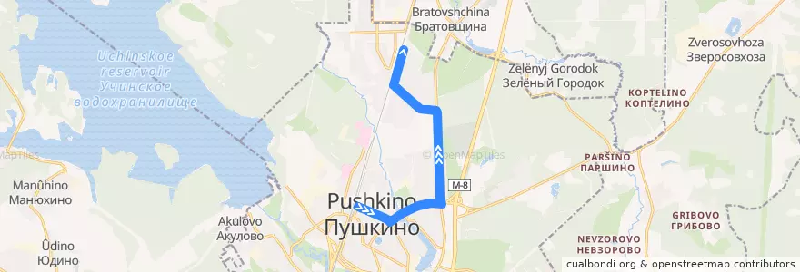 Mapa del recorrido Автобус 14: Станция Пушкино => Заветы Ильича de la línea  en Пушкинский городской округ.
