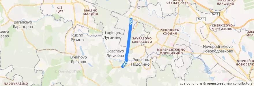 Mapa del recorrido Маршрут №40: платформа Фирсановка - санаторий Мцыри de la línea  en Oblast' di Mosca.