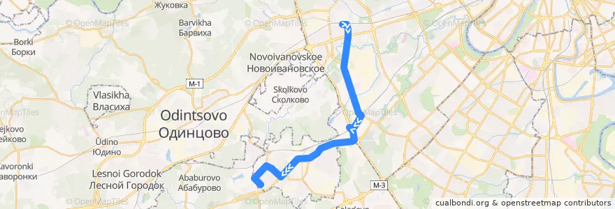 Mapa del recorrido Автобус 779: Платформа Рабочий Посёлок - улица Федосьино de la línea  en Западный административный округ.