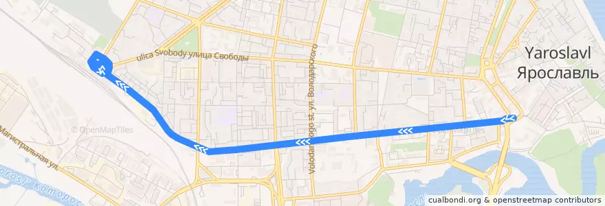 Mapa del recorrido Троллейбус 6: Богоявленская площадь - Станция Ярославль-Главный de la línea  en городской округ Ярославль.
