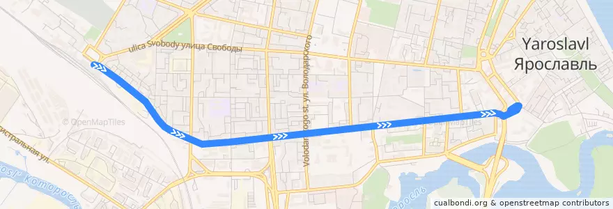 Mapa del recorrido Троллейбус 6: Станция Ярославль-Главный - Богоявленская площадь de la línea  en городской округ Ярославль.