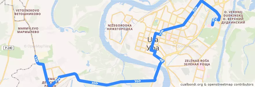 Mapa del recorrido Автобус № 57: Иммунопрепарат => 21 Больница de la línea  en городской округ Уфа.