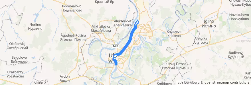 Mapa del recorrido Троллейбус № 1: Северный автовокзал => Монумент Дружбы de la línea  en городской округ Уфа.