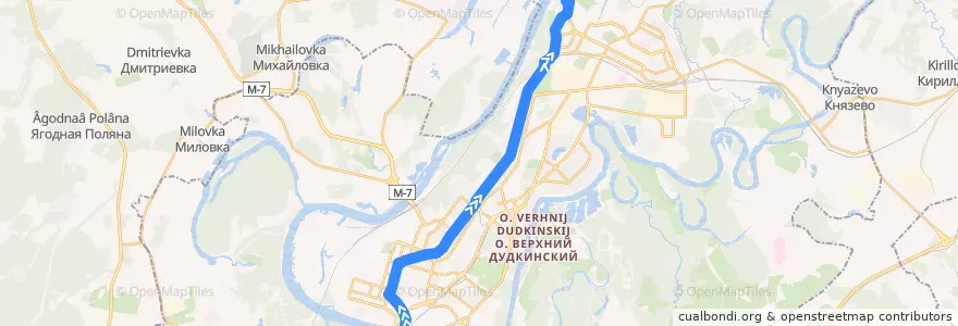Mapa del recorrido Троллейбус № 1:Монумент Дружбы => Северный автовокзал de la línea  en городской округ Уфа.