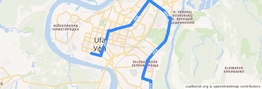 Mapa del recorrido Троллейбус № 12: Белореченский микрорайон => Башдрамтеатр de la línea  en городской округ Уфа.