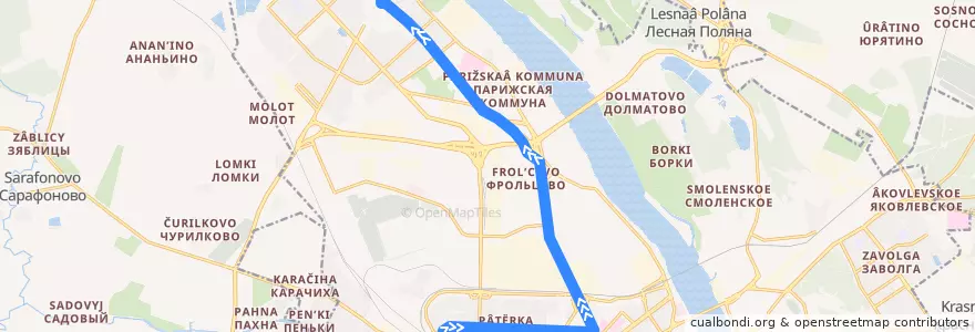 Mapa del recorrido ТМ 6: Улица Блюхера - улица Чкалова de la línea  en городской округ Ярославль.