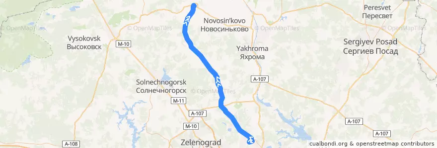 Mapa del recorrido Автобус 50: Лобня - Рогачёво de la línea  en Дмитровский городской округ.