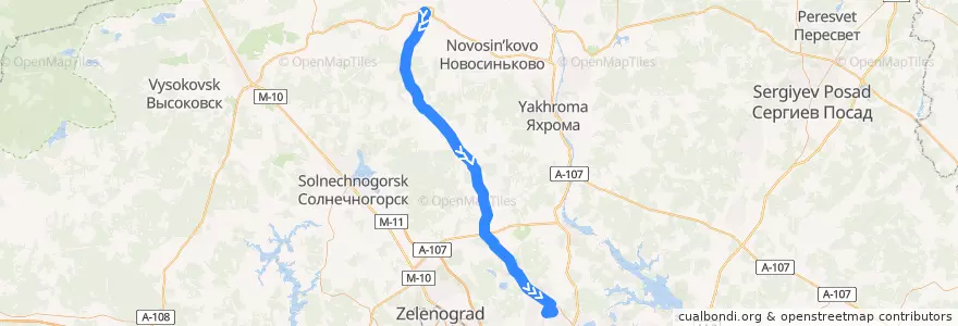 Mapa del recorrido Автобус 50: Рогачёво - Лобня de la línea  en Дмитровский городской округ.
