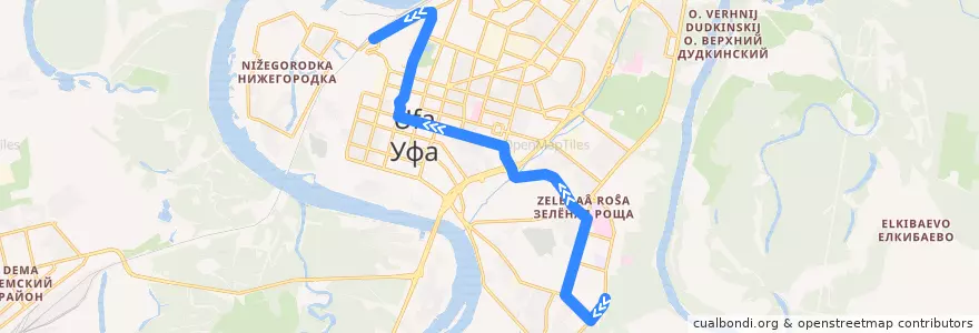 Mapa del recorrido Автобус № 3: Белореченский микрорайон => Дзержинского de la línea  en городской округ Уфа.