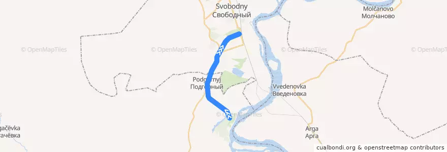 Mapa del recorrido Свободненская ДЖД de la línea  en Амурская область.