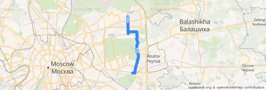 Mapa del recorrido Автобус 645: Черницыно => Платформа Новогиреево de la línea  en Eastern Administrative Okrug.