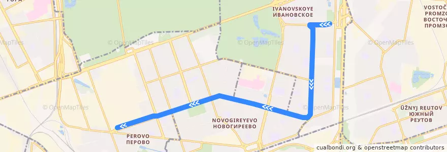 Mapa del recorrido Троллейбус 77: Ивановское => Улица Плеханова de la línea  en Восточный административный округ.