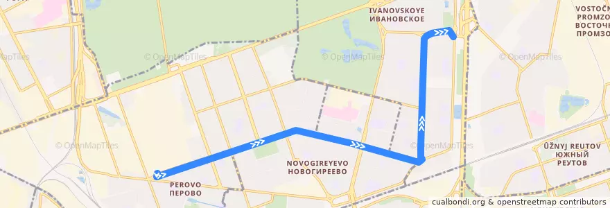 Mapa del recorrido Троллейбус 77: Улица Плеханова => Ивановское de la línea  en Восточный административный округ.