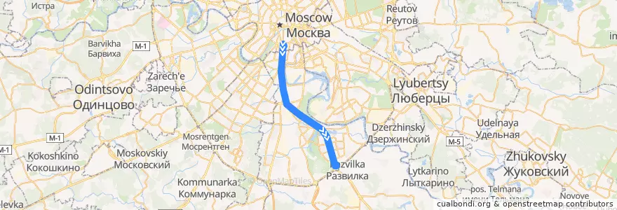 Mapa del recorrido Автобус т71: Метро "Добрынинская" - Каширское шоссе, дом №148 de la línea  en Южный административный округ.