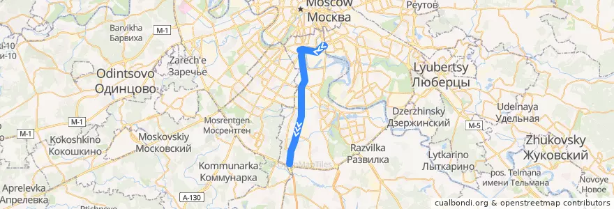 Mapa del recorrido Троллейбус 40: Велозаводская улица - Метро "Аннино" de la línea  en Южный административный округ.