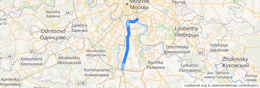 Mapa del recorrido Троллейбус 40: Метро "Аннино" - Велозаводская улица de la línea  en Южный административный округ.