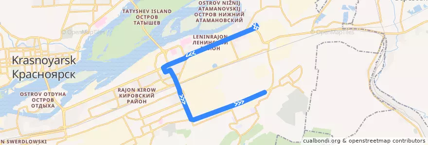 Mapa del recorrido Трамвай №2: Крастэц - Посёлок Энергетиков de la línea  en クラスノヤルスク管区.