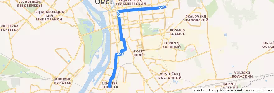 Mapa del recorrido Трамвай №9: 3-й Разъезд - Котельникова de la línea  en オムスク管区.