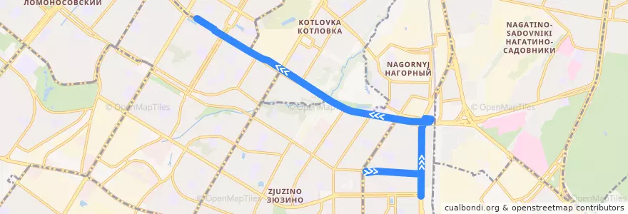 Mapa del recorrido Троллейбус 52: Москворецкий рынок => Метро «Профсоюзная» de la línea  en Moskau.