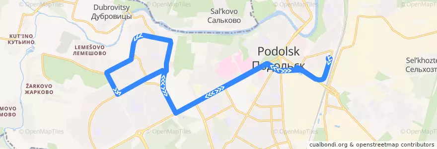 Mapa del recorrido Троллейбус №1: Станция Подольск— Юбилейная площадь—Станция Подольск de la línea  en городской округ Подольск.