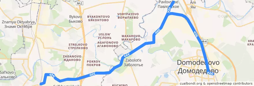 Mapa del recorrido Автобус №57 (Домодедово): Домодедово - Подольск de la línea  en Oblast Moskou.