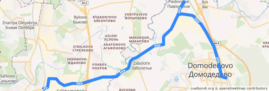 Mapa del recorrido Автобус №57 (Домодедово): Подольск - Домодедово de la línea  en Oblast Moskou.