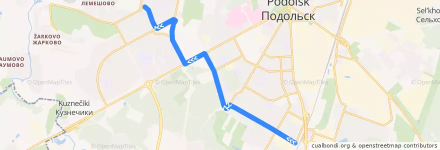 Mapa del recorrido Автобус №5: Платформа Кутузовская - Юбилейная площадь de la línea  en городской округ Подольск.