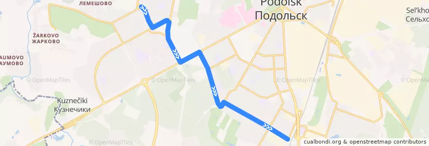 Mapa del recorrido Автобус №5: Юбилейная площадь - Платформа Кутузовская de la línea  en городской округ Подольск.