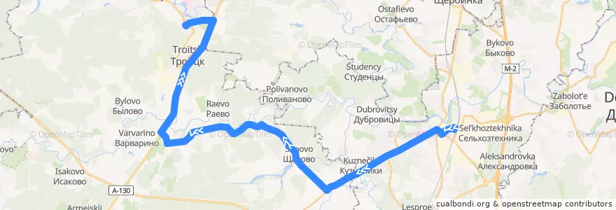 Mapa del recorrido Автобус №1024 (Подольск): Станция Подольск - Троицк de la línea  en Центральный федеральный округ.
