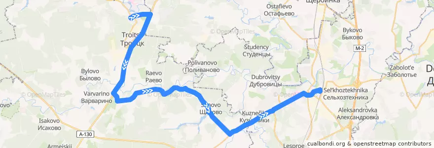 Mapa del recorrido Автобус №1024 (Подольск): Троицк - Станция Подольск de la línea  en Центральный федеральный округ.