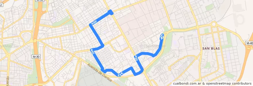 Mapa del recorrido Bus 109: Castillo Ucles → Ciudad Lineal de la línea  en 마드리드.