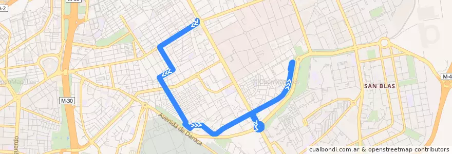 Mapa del recorrido Bus 109: Ciudad Lineal → Castillo Ucles de la línea  en 마드리드.