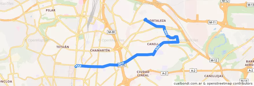 Mapa del recorrido Bus 120: Plaza Lima → Hortaleza de la línea  en Madrid.