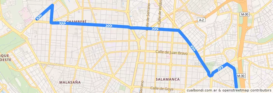 Mapa del recorrido Bus 12: Cristo Rey → Marqués de Zafra de la línea  en مدريد.