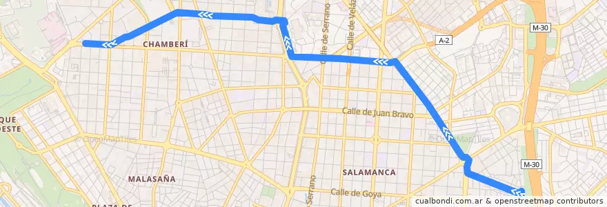 Mapa del recorrido Bus 12: Marqués de Zafra → Cristo Rey de la línea  en Madrid.